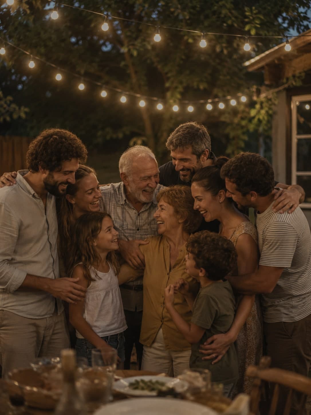 Large family reunion gathered for a multi-generation portrait