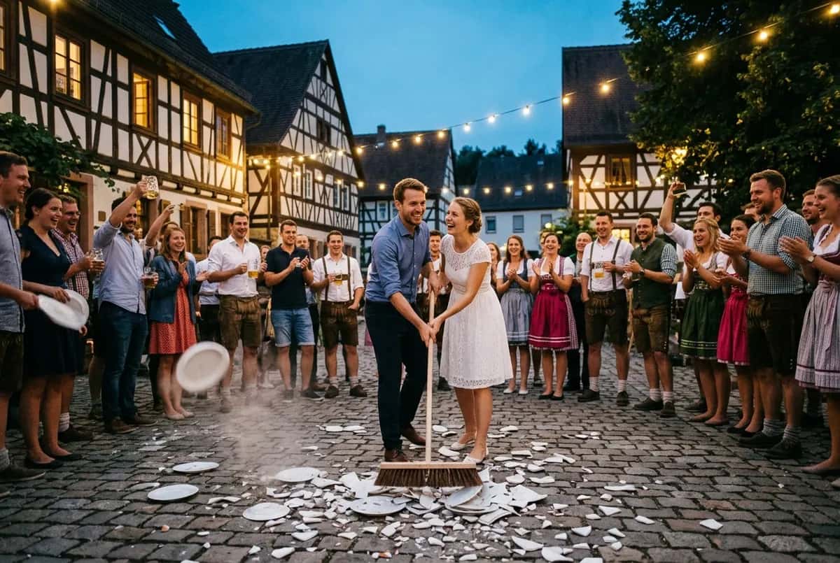 Polterabend — the German pre-wedding tradition of smashing porcelain for luck